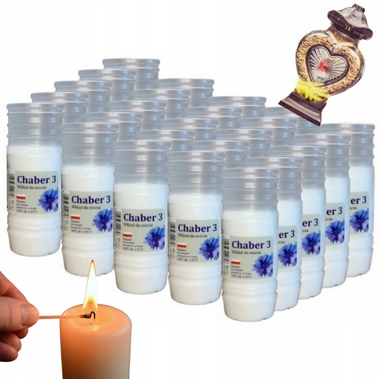 Parafínové vložky do svietnikov CHABER 3, 20 kusov, 35 hodín horenia